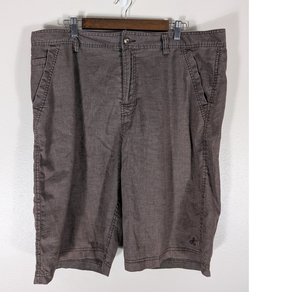 Prana Men's 38×11L Hemp Cotton Shorts Brown Outdoor Yoga Casual Walking Hiking